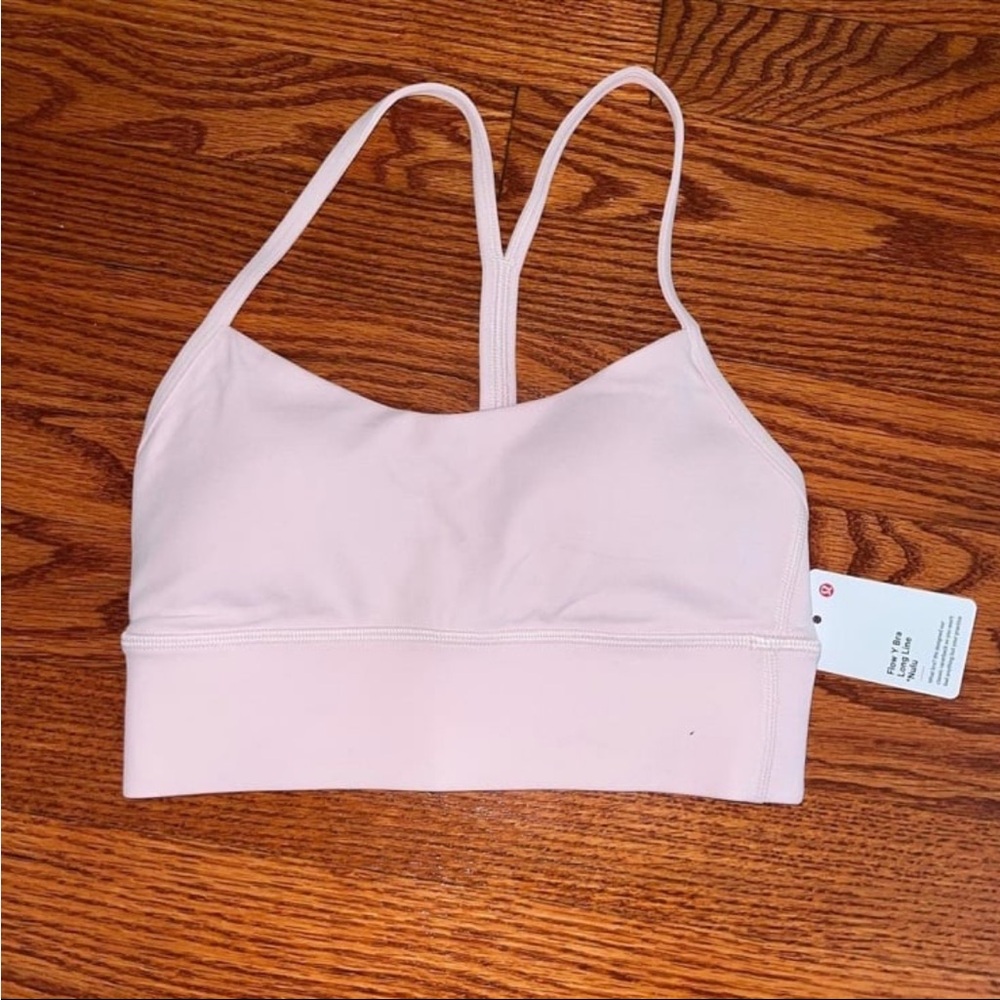 Lululemon pink flow y longline bra size 2